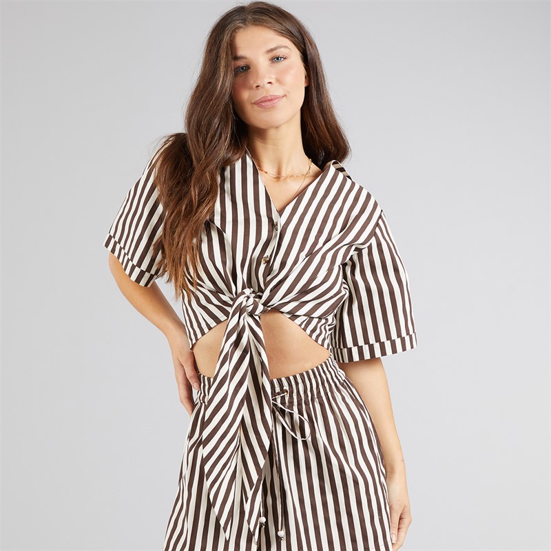 Onfire Womens Striped Shirt Brown Stripe