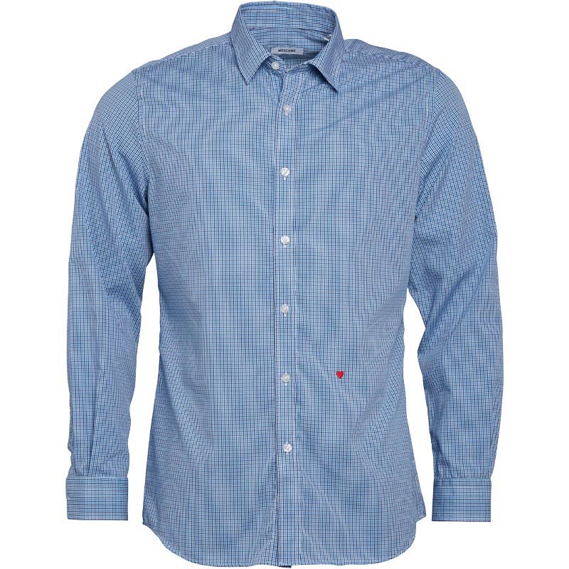 Buy Moschino Mens Formal Long Sleeve Shirt Blue Check
