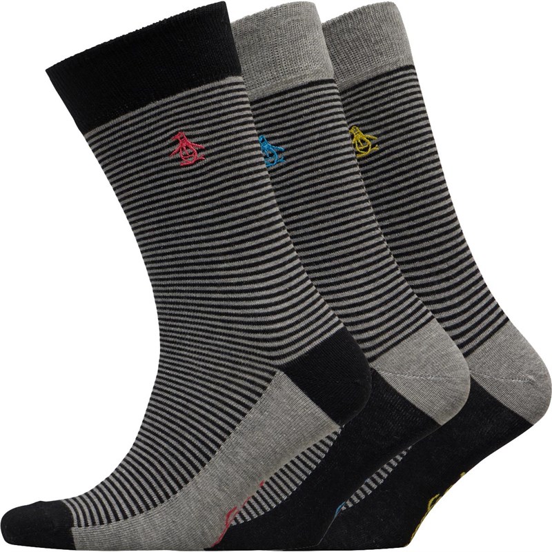 Original Penguin Mens Three Pack Socks Black Original Penguin Mens Three Pack Socks Black