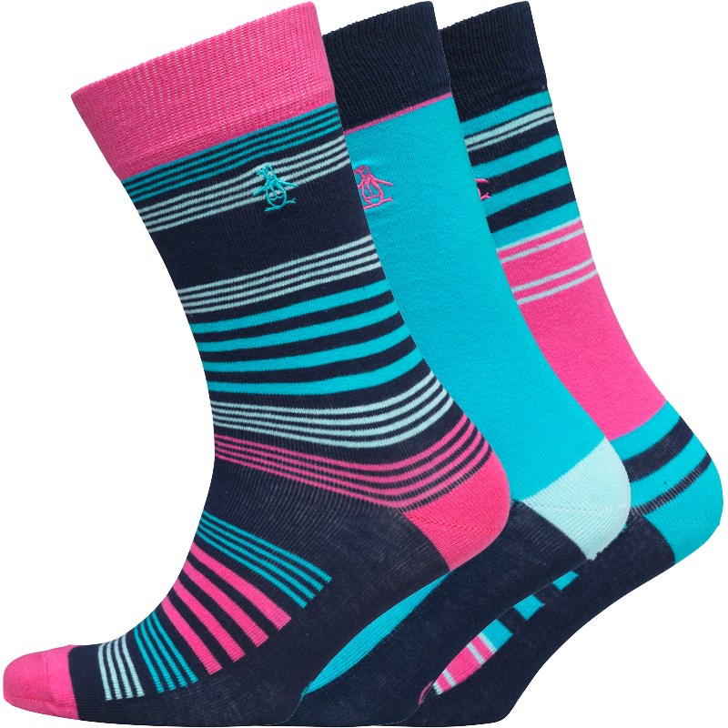 Buy Original Penguin Mens Three Pack Socks Aqua Blue