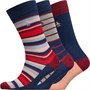 Original Penguin Mens Three Pack Socks Red/Blue/Grey Stripe