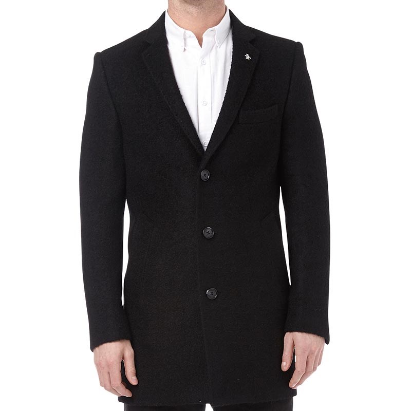 Buy Original Penguin Mens Conduit Crombie Coat Black Boucle