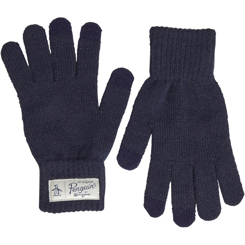 Original Penguin Mens Nathan Classic Knit Gloves Navy
