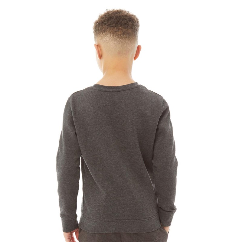 Original Penguin Boys Pete Badge Crew Sweatshirt Charcoal Grey Heather