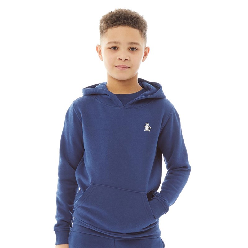 Buy Original Penguin Boys Pete Badge Hoodie Estate Blue