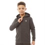 Original Penguin Boys Pete Badge Zip Hoodie Charcoal Grey Heather