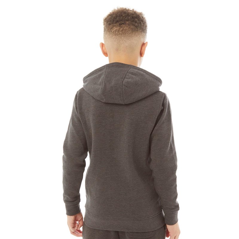 Original Penguin Sweats à Capuche Pete Badge Garçon Anthracite Chiné