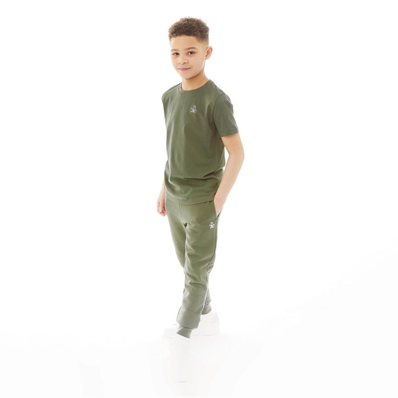 Original Penguin Pantalons de Jogging Pete Badge Garçon Vert Olive Foncé