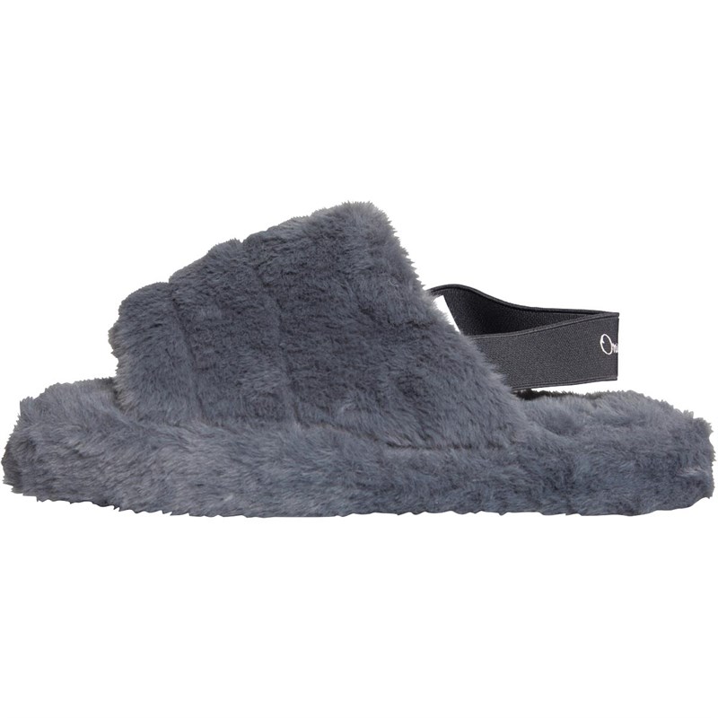 Original Penguin Girls Fluffy Slippers X10 Grey