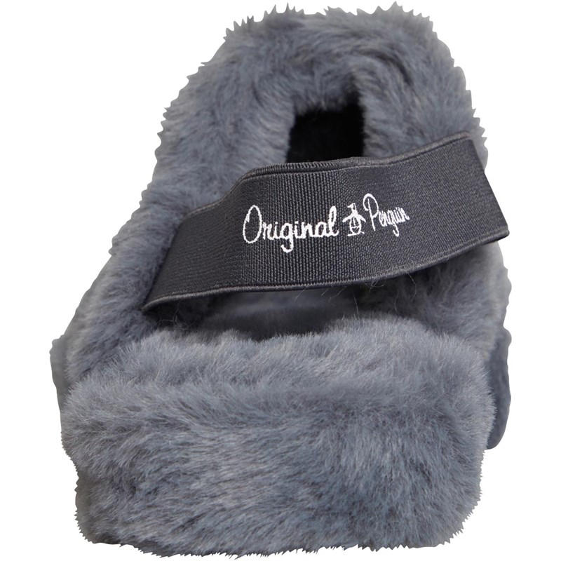 Original Penguin Girls Fluffy Slippers X10 Grey