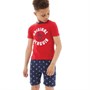 Original Penguin Boys Circle Pete T-Shirt And Shorts Loungewear Set Red/Navy