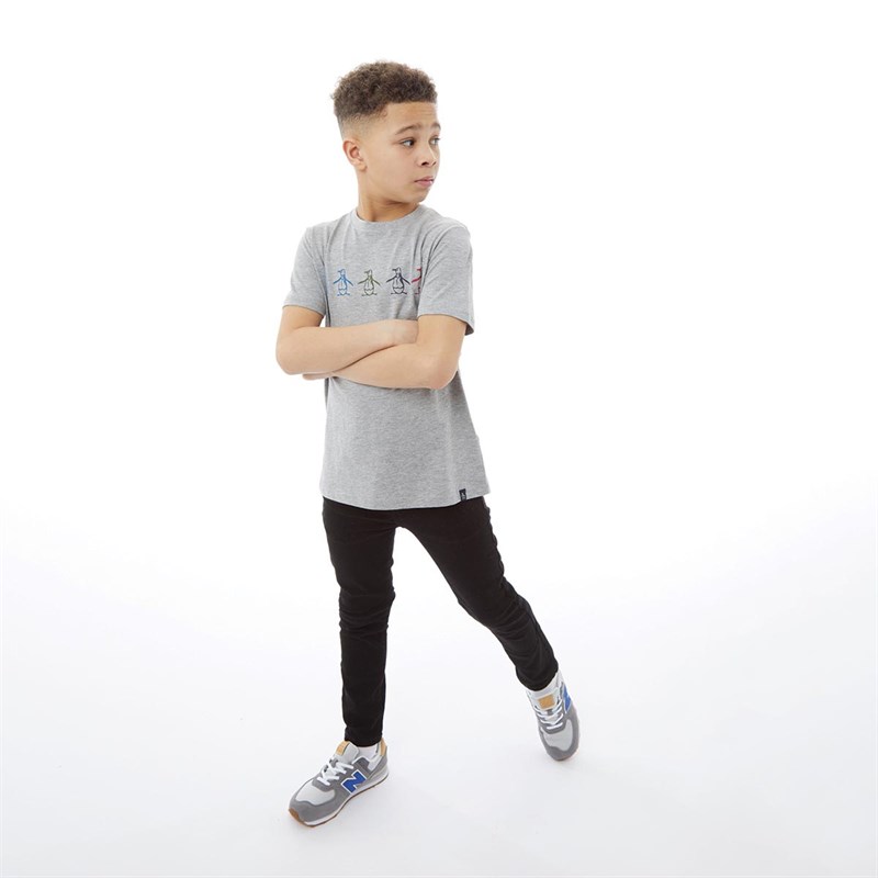 Original Penguin Boys Multi Penguin T-Shirt Vintage Grey Heather
