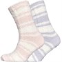 Original Penguin Womens Two Pack Cosy Cable Striped Design Socks Pink Grey