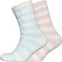 Original Penguin Womens Two Pack Cosy Stripe Socks Cream Blue Pink