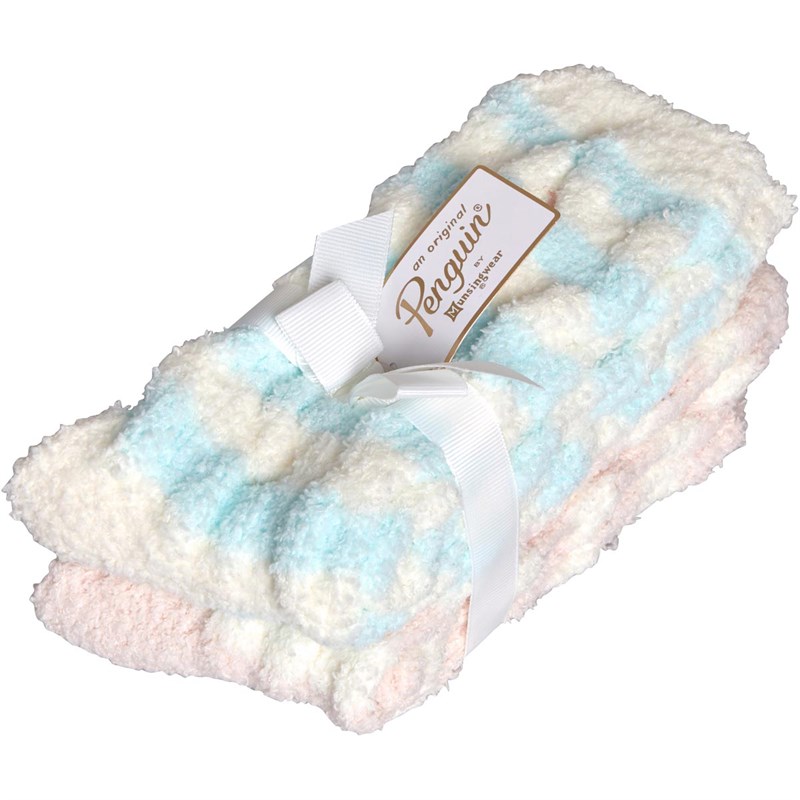 Original Penguin Womens Two Pack Cosy Stripe Socks Cream Blue Pink