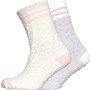 Original Penguin Womens Two Pack Cosy Stripe Socks Cream Grey Pink