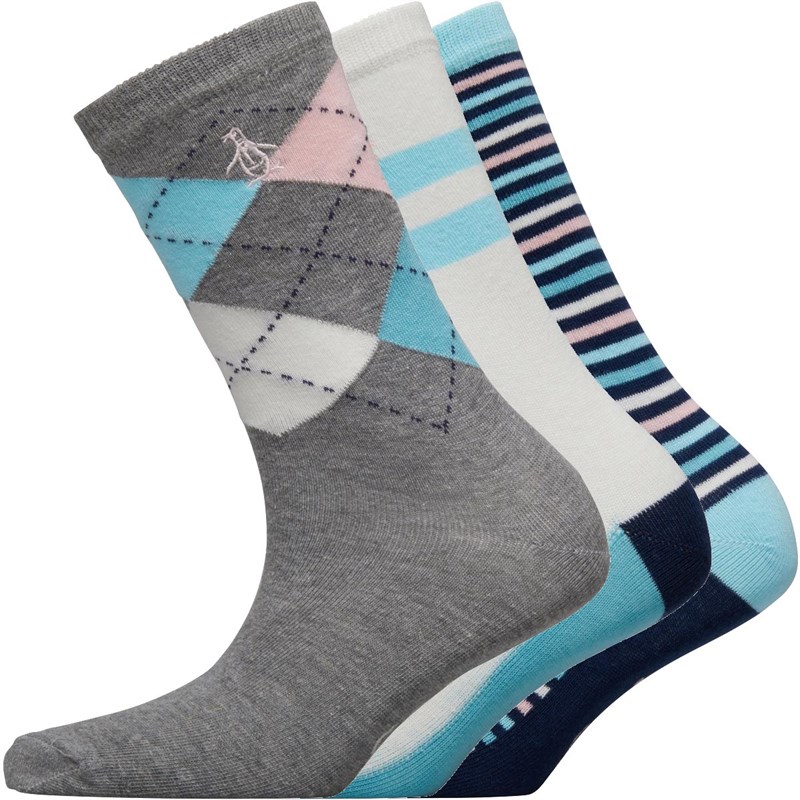 Buy Original Penguin Womens Three Pack Socks Argyle Pastel