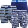 Original Penguin Boys Three Pack Boxers Grey Blue Stripe