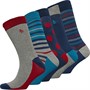 Original Penguin Mens Five Pack Dress Socks Grey/Navy/Blue And Red Stripe/Red Dots