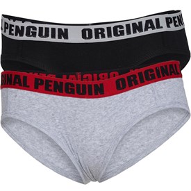 Image of Original Penguin Womens Two Pack Rib Shorts Black/Grey