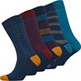 Original Penguin Mens Five Pack Dress Socks Geo Stripes/Navy/Multi
