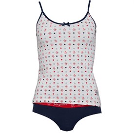 Image of Original Penguin Womens Vest And Pants Set Navy/White/Red