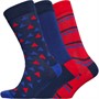 Original Penguin Mens Three Pack Dress Socks Stripe/Geo/Red/Navy