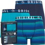 Original Penguin Mens Three Pack Trunks Stripe/Teal/Navy Blue