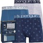 Original Penguin Mens Three Pack Trunks AOP/Grey Marl/Blue Navy
