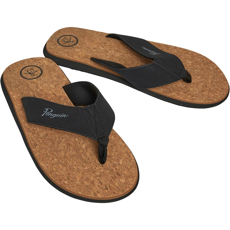 Buy Original Penguin Mens Topez Flip Flops Black