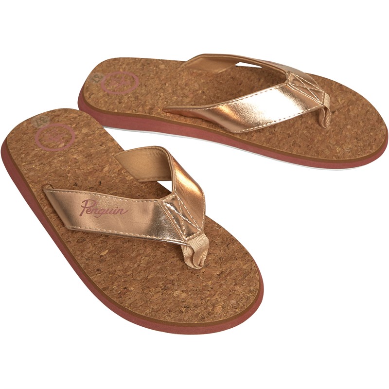 Original Penguin Womens Topez Flip Flops Rose Gold