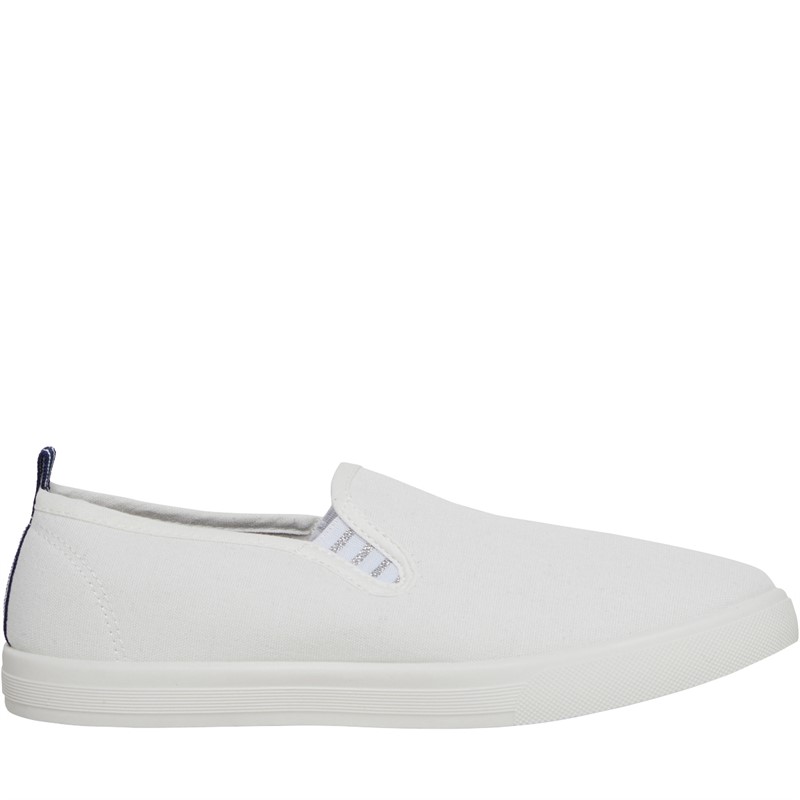 Original Penguin Womens Sabre Slip On Canvas Pumps White/Stripe