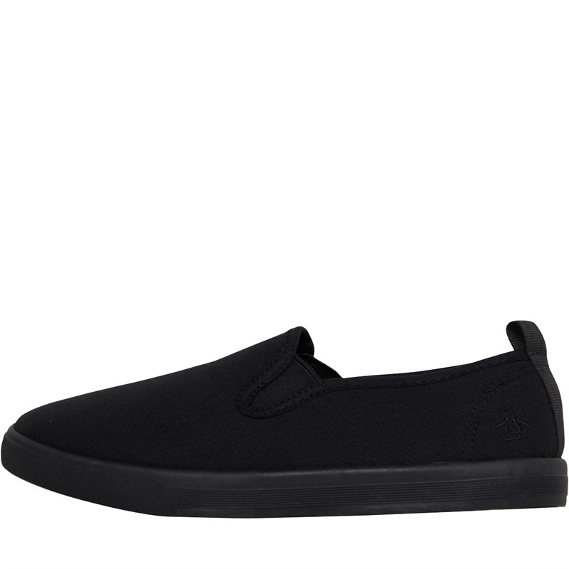 Original Penguin Womens Sabre Slip On Canvas Pumps Black Mono