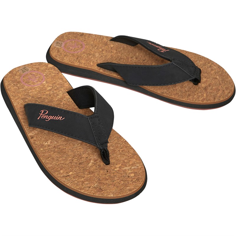 Original Penguin Womens Topez Flip Flops Black