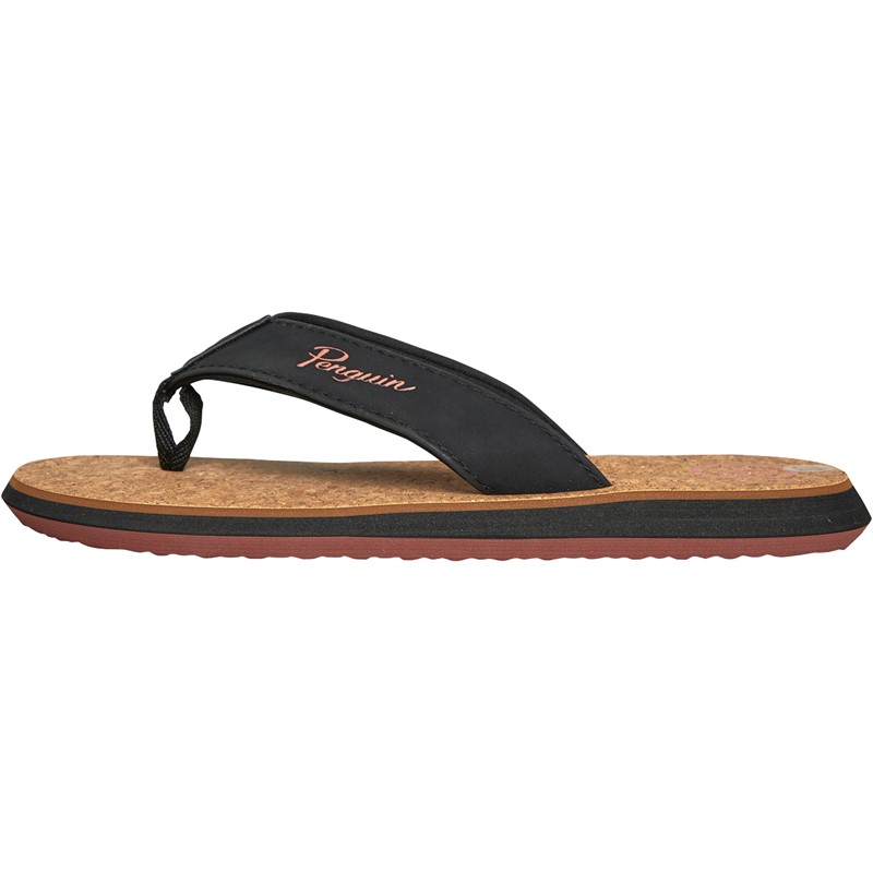 Original Penguin Womens Topez Flip Flops Black