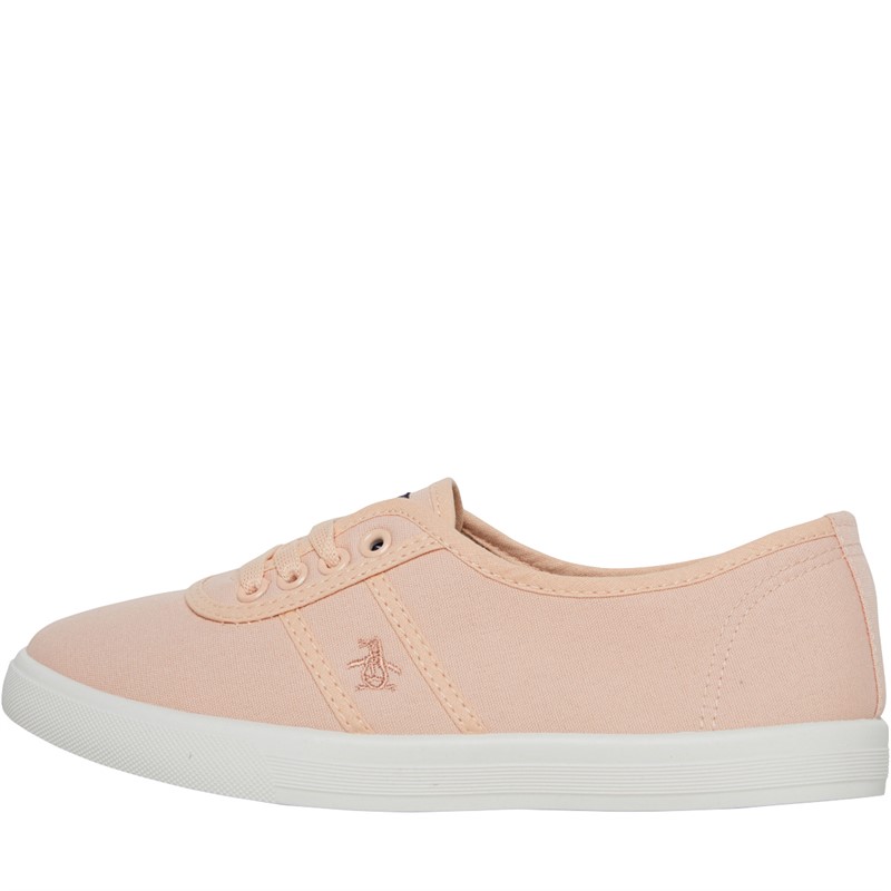 Original Penguin Womens Susie Lace Up Canvas Pumps Peach Pink