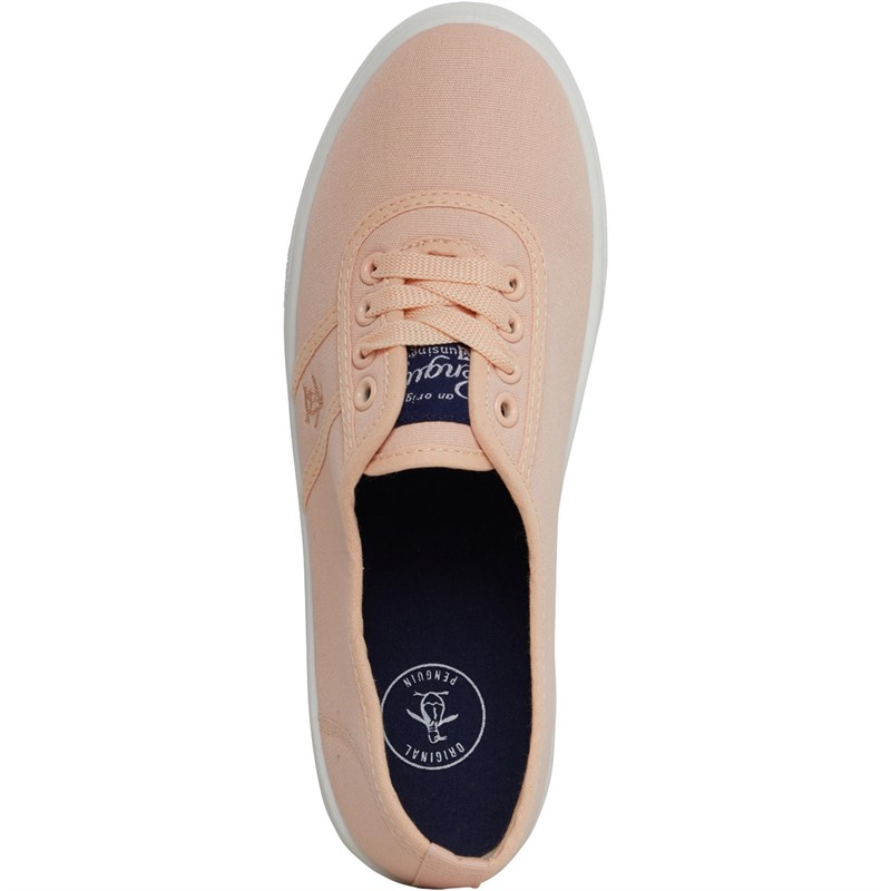 Original Penguin Womens Susie Lace Up Canvas Pumps Peach Pink