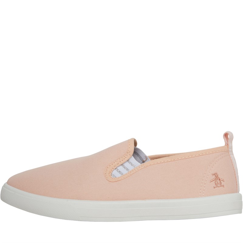 Original Penguin Womens Sabre Slip On Canvas Pumps Peach Pink/Stripe