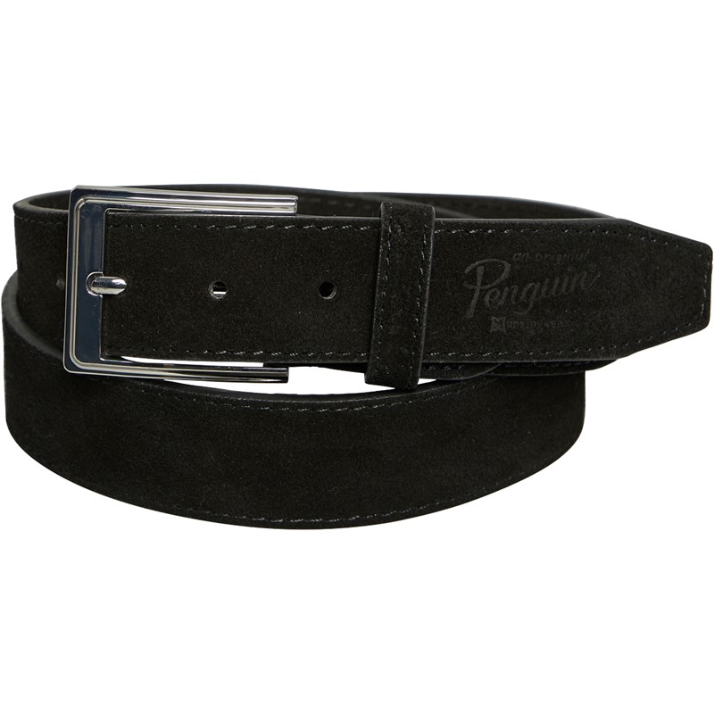 Original Penguin Mens Hale Split Suede Belt Black