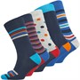 Original Penguin Mens Five Pack Socks Stripes/Spot/Navy/Multi