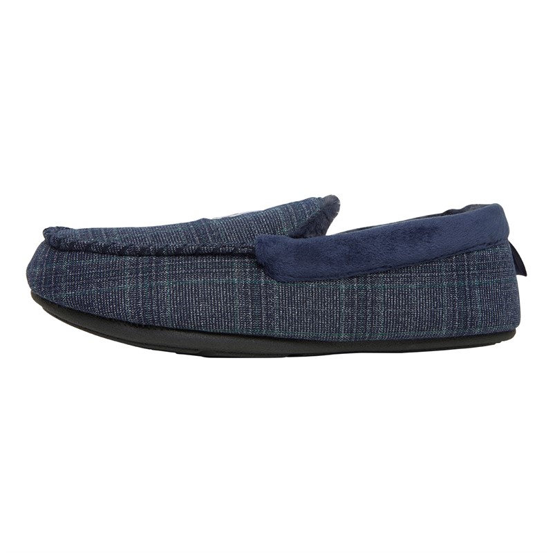 Original Penguin Mens Bedtime Checks Moccasin Slippers Navy Check