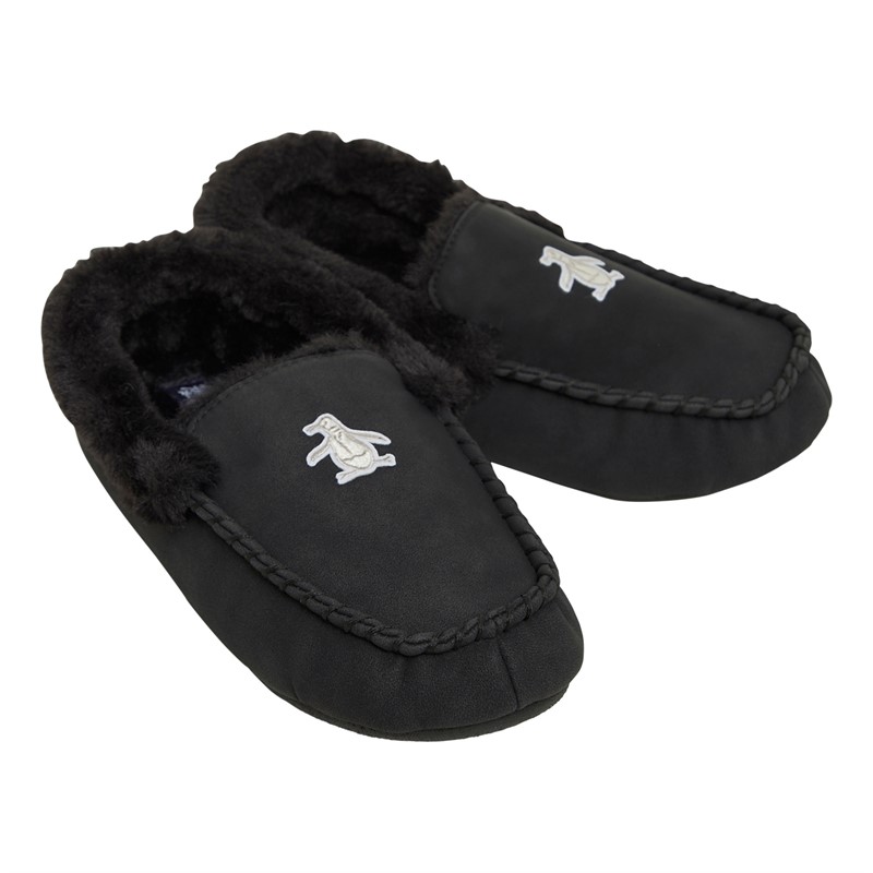 Original Penguin Womens Bedtime Moccasin Slippers Black