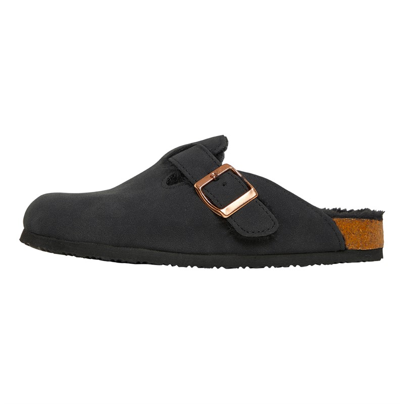 Original Penguin Womens Poppy Fur Mule Slippers Black