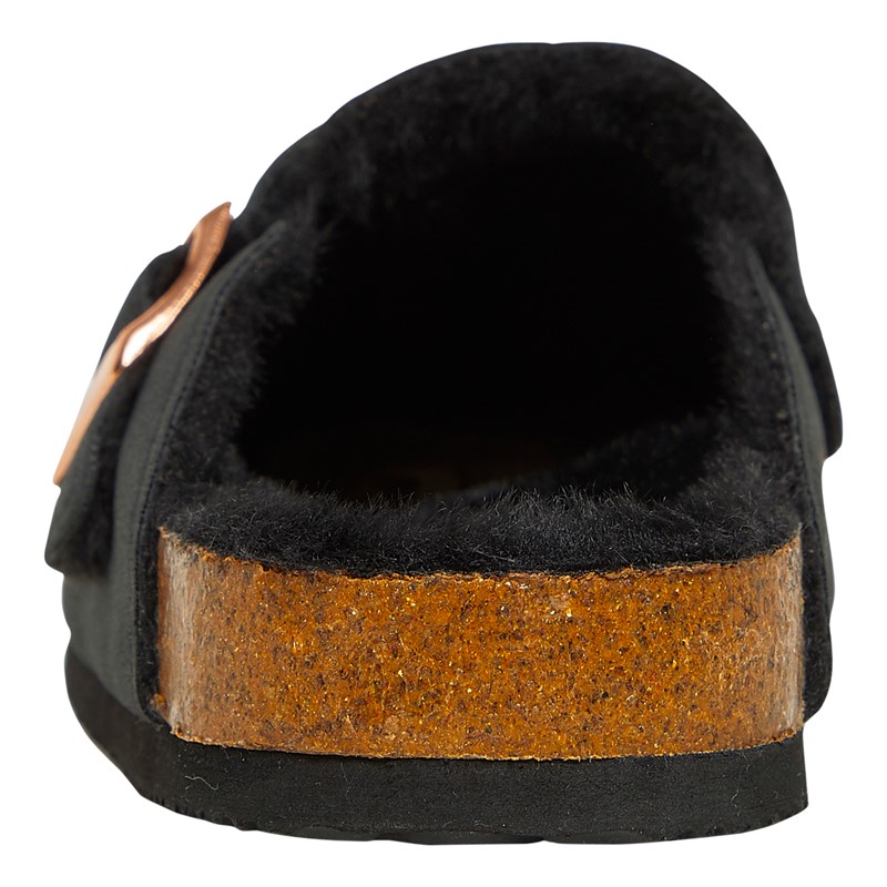 Original Penguin Womens Poppy Fur Mule Slippers Black