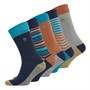 Original Penguin Mens Five Pack Socks Stripe/Navy/Orange/Grey/Multi