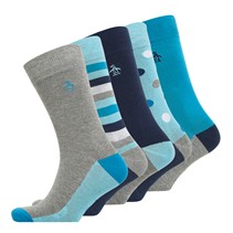 Original Penguin Mens Five Pack Socks Spot/Stripe/Navy/Blue/Grey/Multi