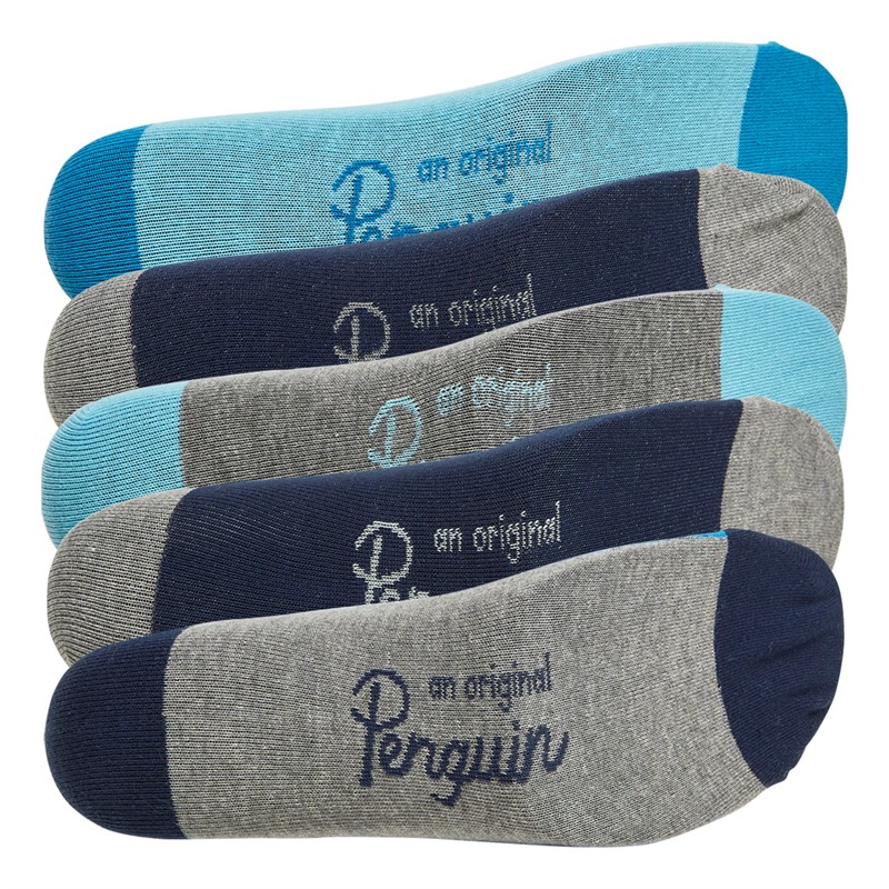 Original Penguin Mens Five Pack Socks Spot/Stripe/Navy/Blue/Grey/Multi