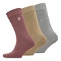 Original Penguin Mens Three Pack Ankle Socks With Terry Footbed Pink/Grey/Beige