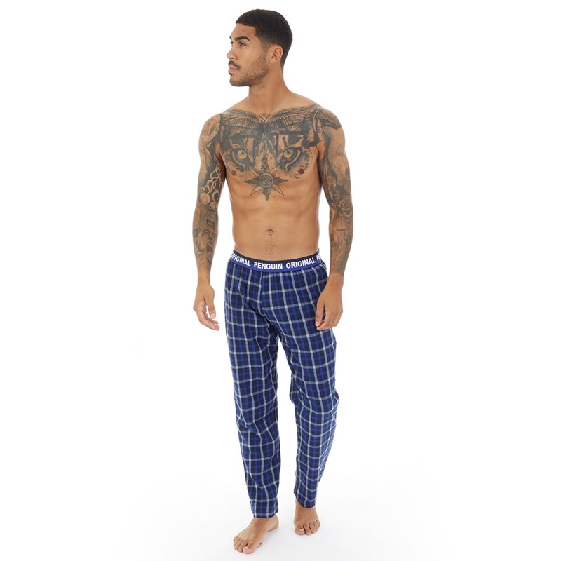 Original Penguin Mens Brushed Flannel Lounge Pants Blue