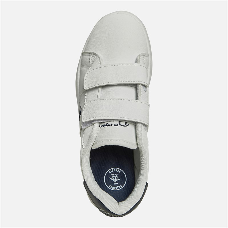 Original Penguin Junior Boys Marble Velcro Trainers White/Navy